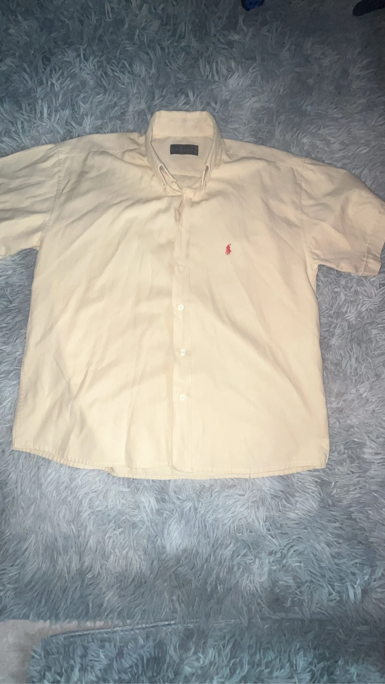Vintage 90s Ralph Lauren Shirt Made in USA – Pale Yellow / Cream – Size XL (44) – photo 2